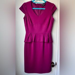 Isabella DeMarco V-Neck Dress with Peplum Detail, Size 4